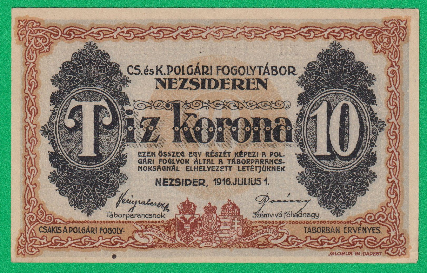 Nezsider 10 korona 1916. XII. MS.-0608 hadifogolytábor