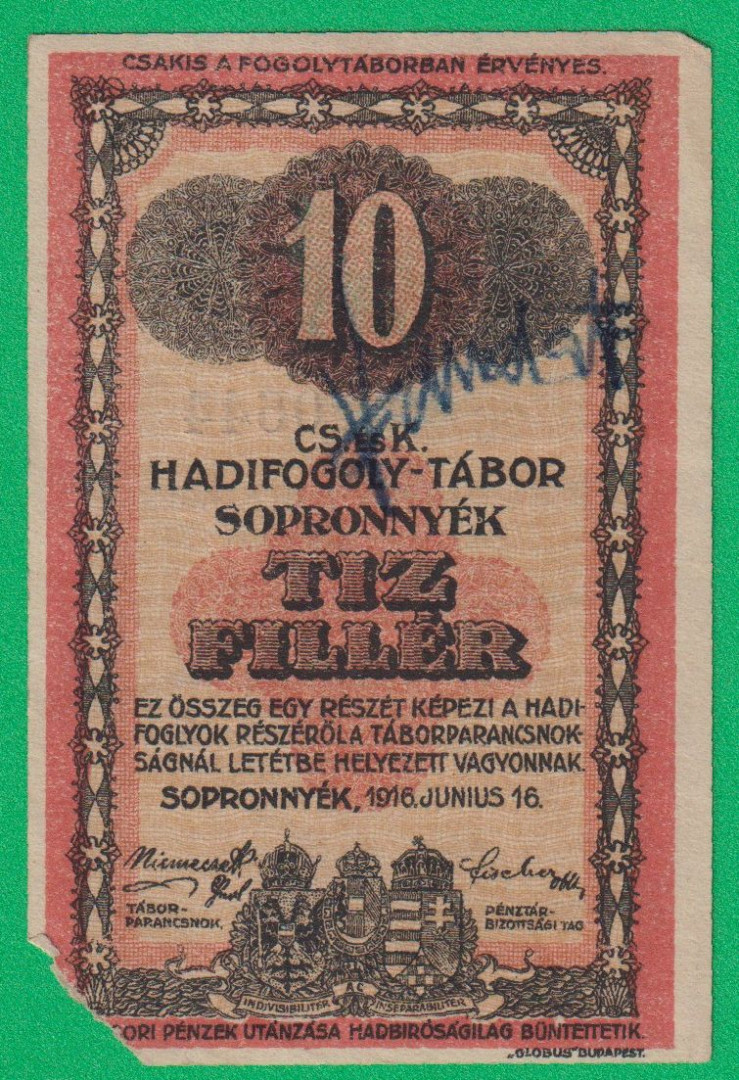 Sopronnyék 10 fillér 1916. 26-0644 hadifogolytábor