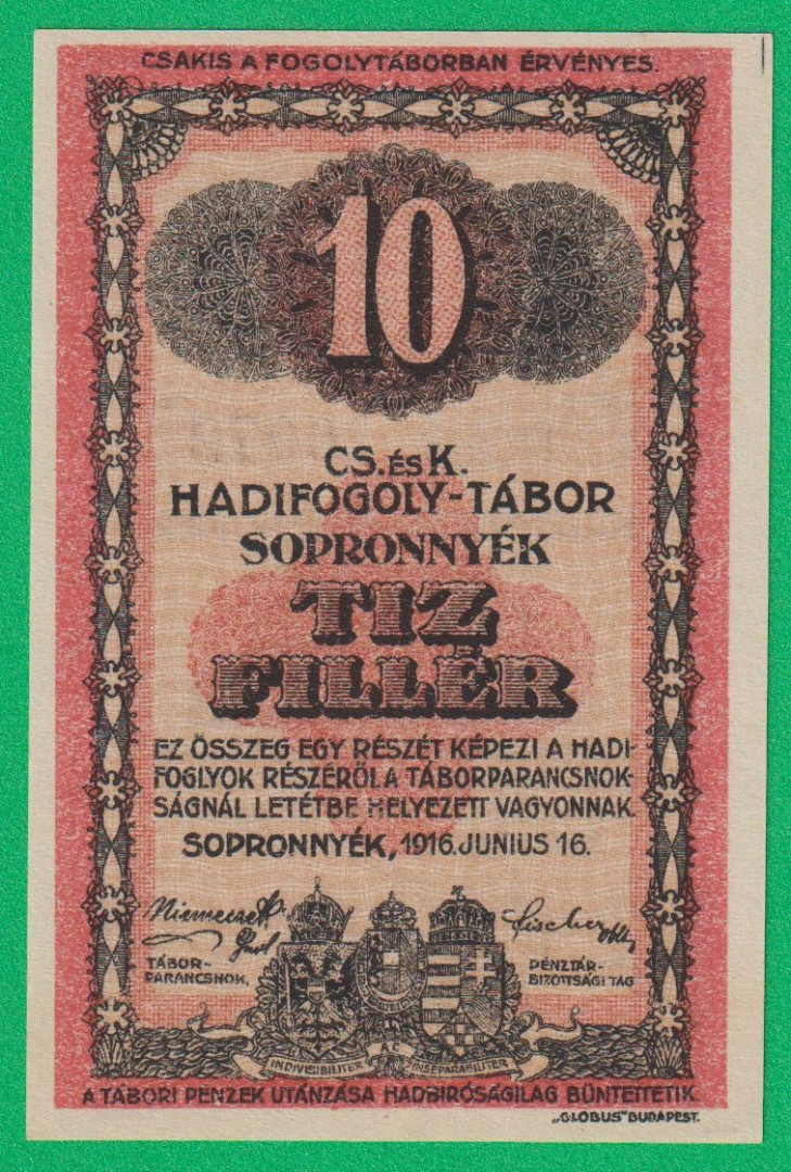 Sopronnyék 10 fillér 1916. 1-0072 hadifogolytábor