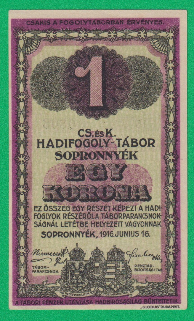 Sopronnyék 1 korona 1916. 15.-0806 hadifogolytábor