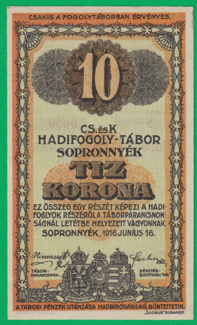 Sopronnyék 10 korona 1916. 2.-0609 hadifogolytábor