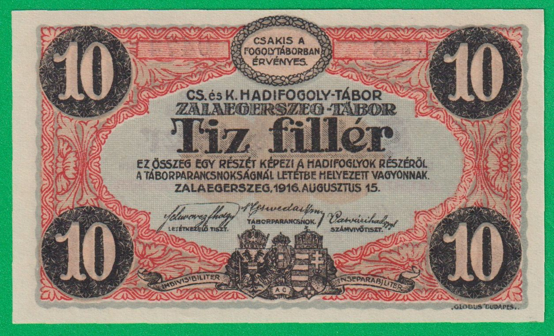 Zalaegerszeg 10 fillér 1916. MS 38.-0474 hadifogolytábor