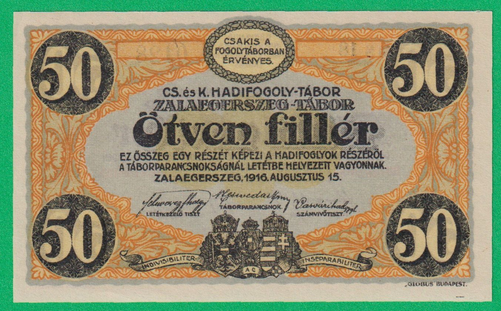 Zalaegerszeg 50 fillér 1916. MS 18.-0128 hadifogolytábor