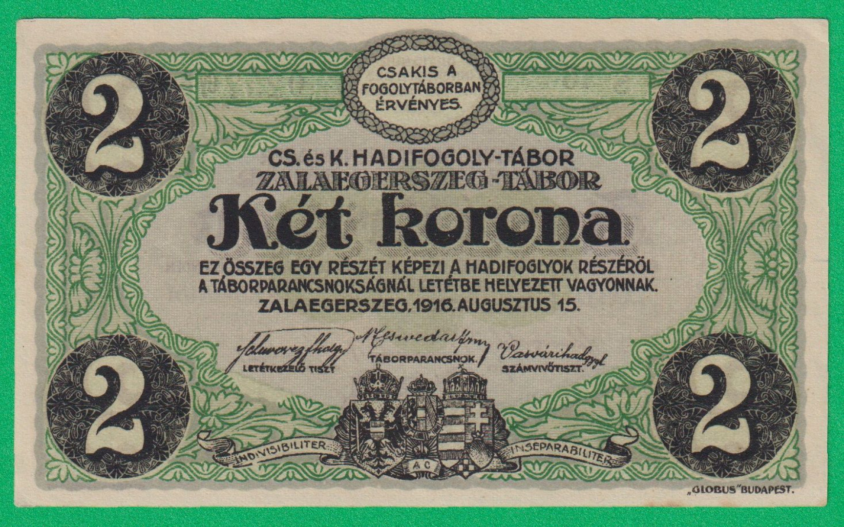 Zalaegerszeg 2 korona 1916. S 16.-0257 Gy hadifogolytábor