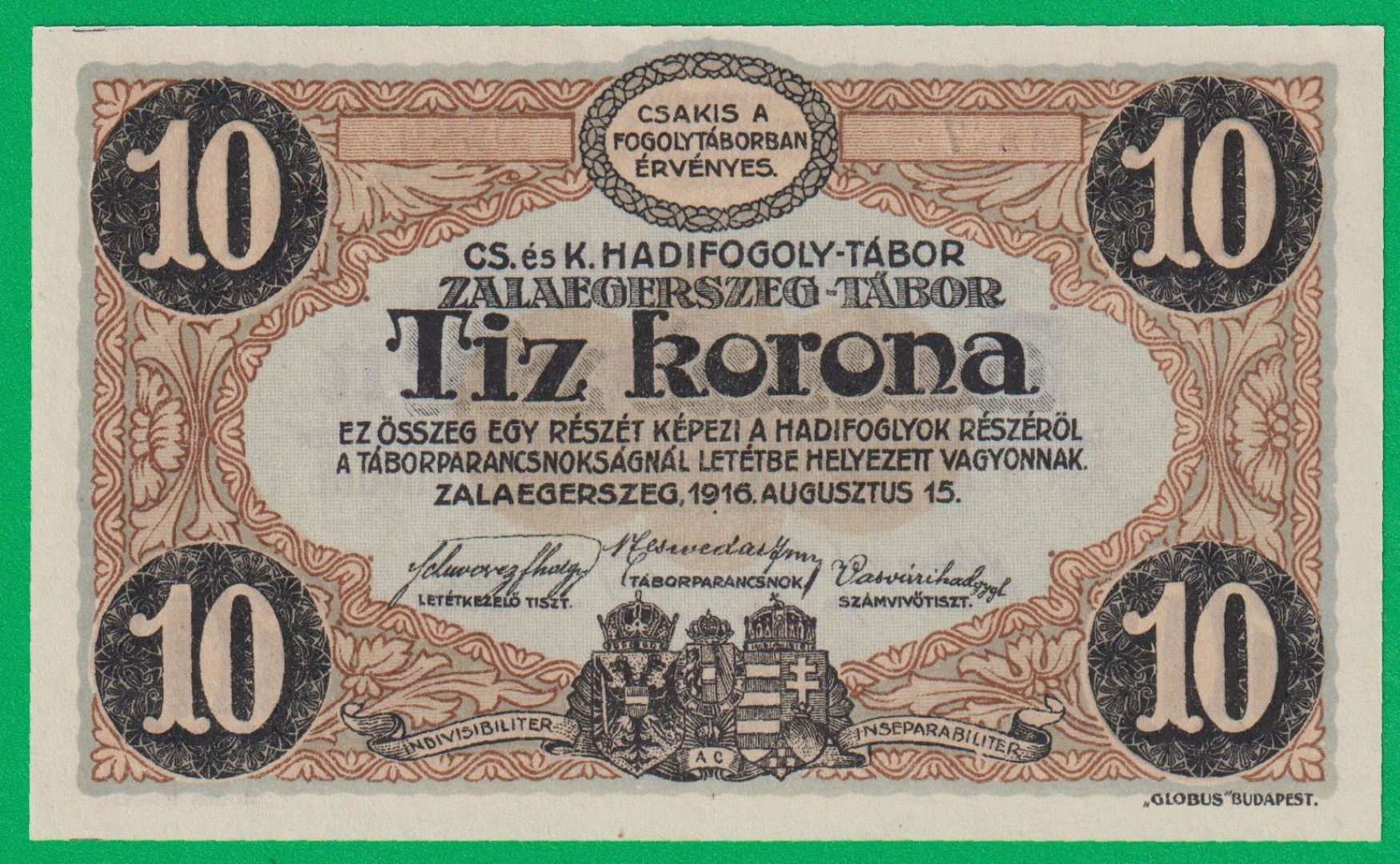 Zalaegerszeg 10 korona 1916. MS 7.-0989 hadifogolytábor