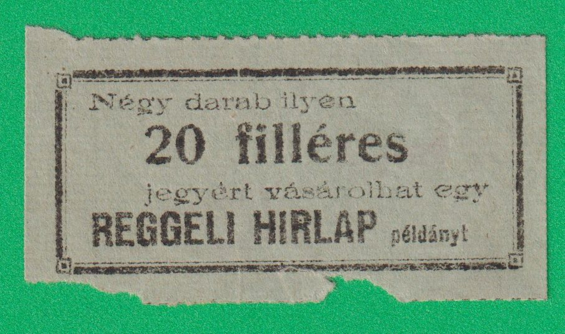 Reggeli Hírlap 20 Filléres