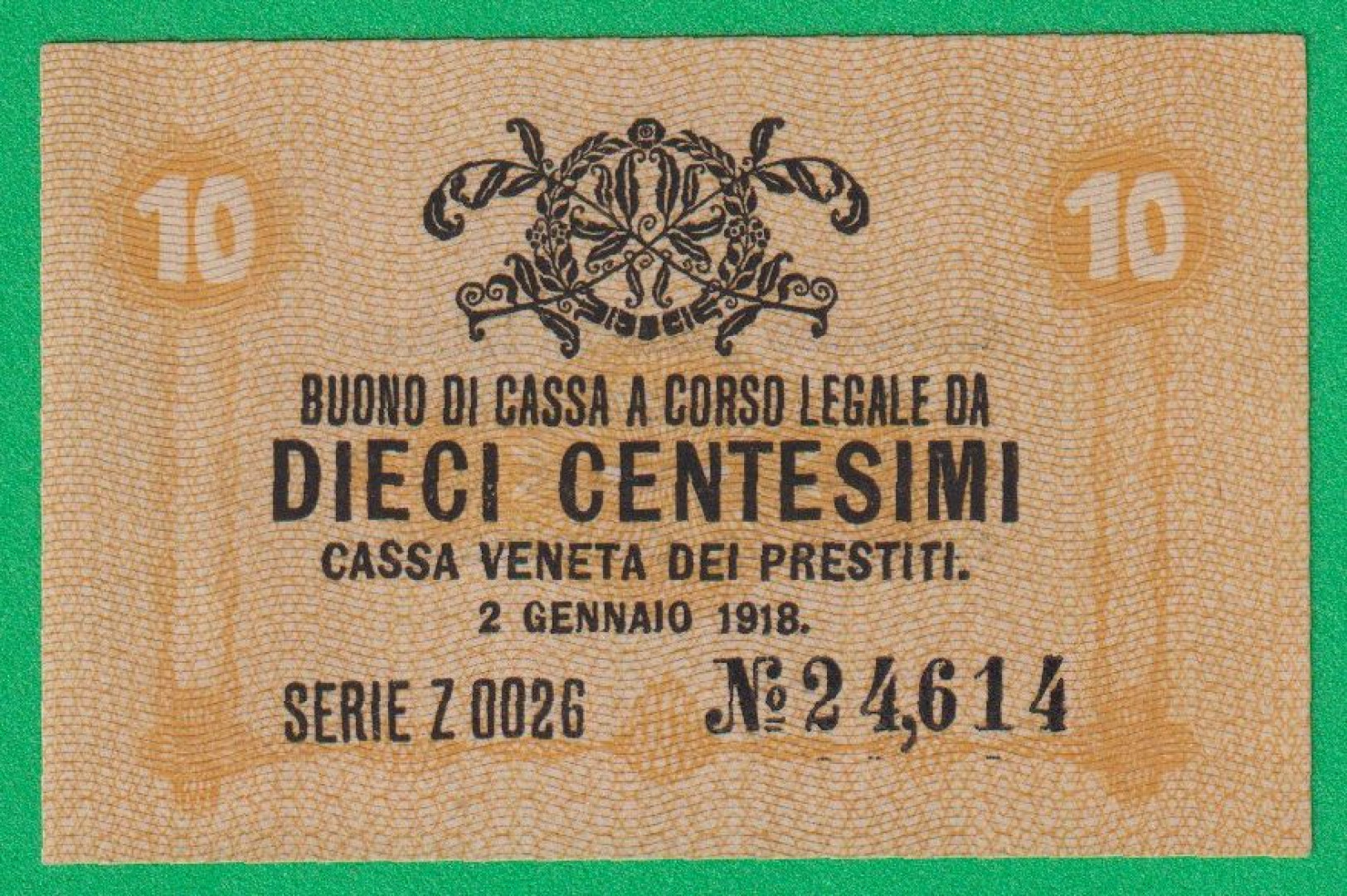 Olaszország 10 centesimi 1918.