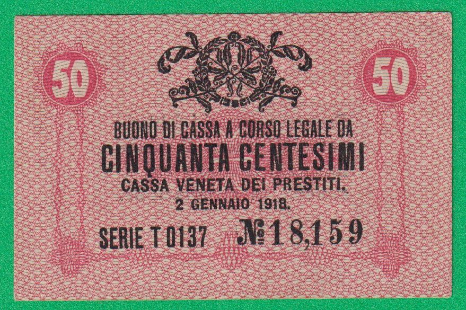 Olaszország 50 centesimi 1918.