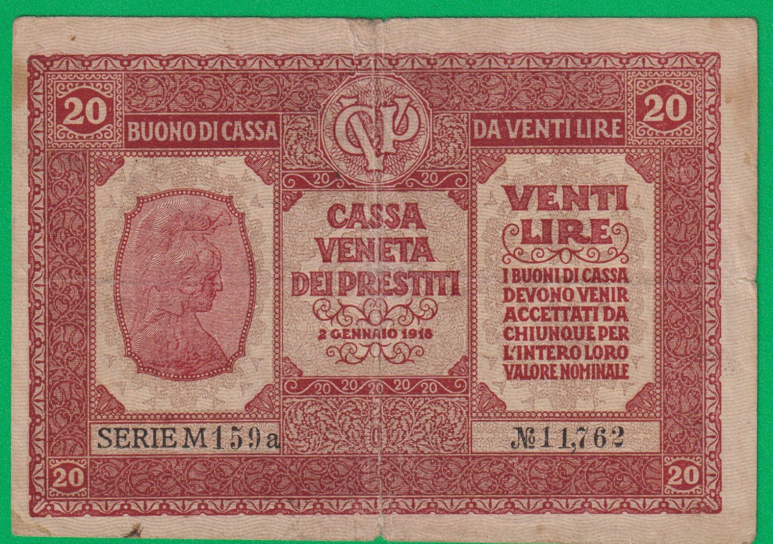 Olaszország 20 Lira 1918.