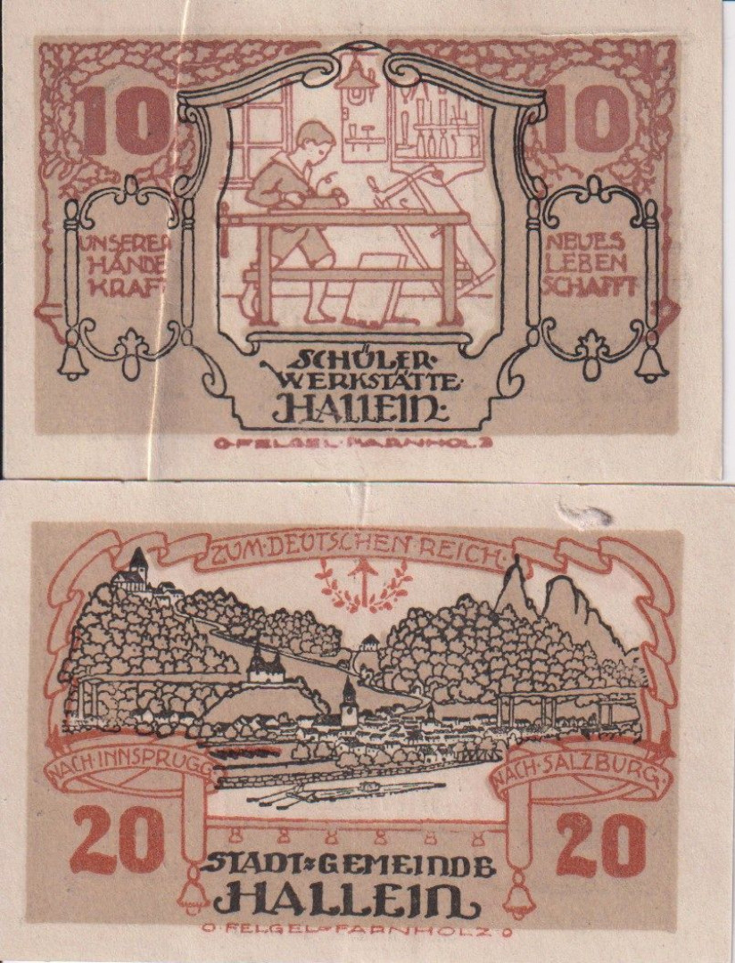 Hallein 10 és 20 heller 1920.