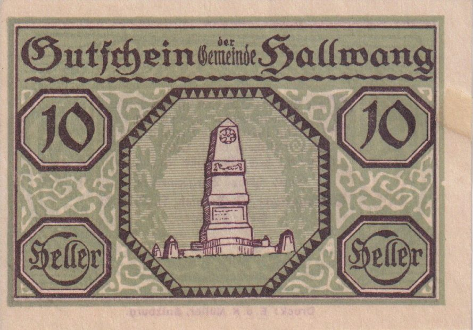 Hallwang 10 heller 1920.