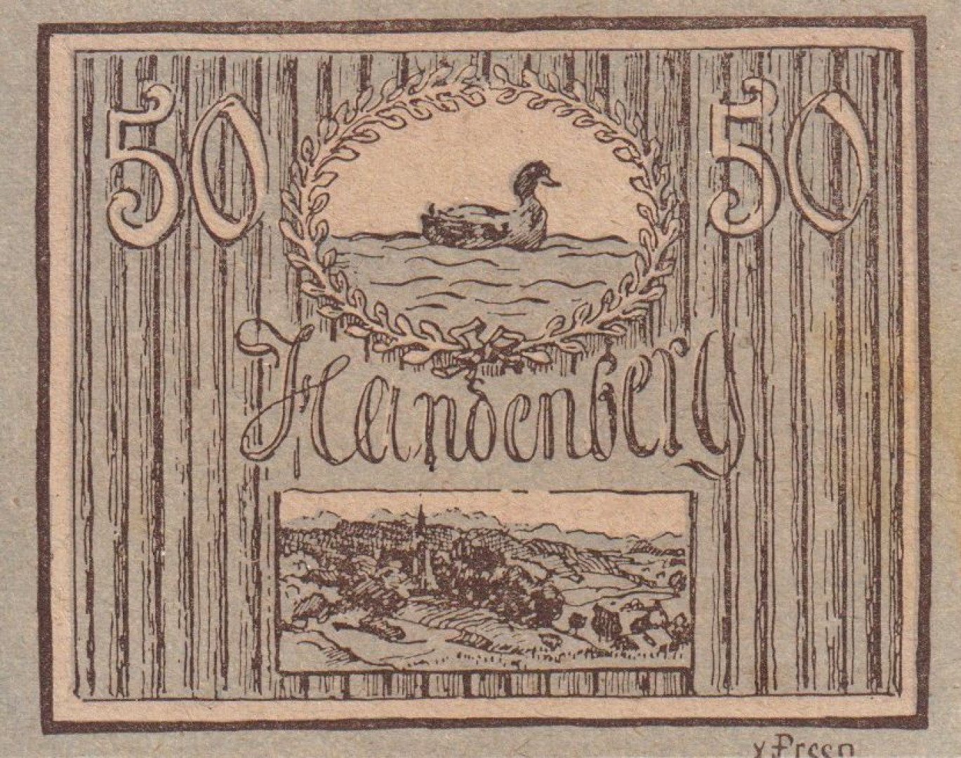 Handenberg 50 heller 1920.
