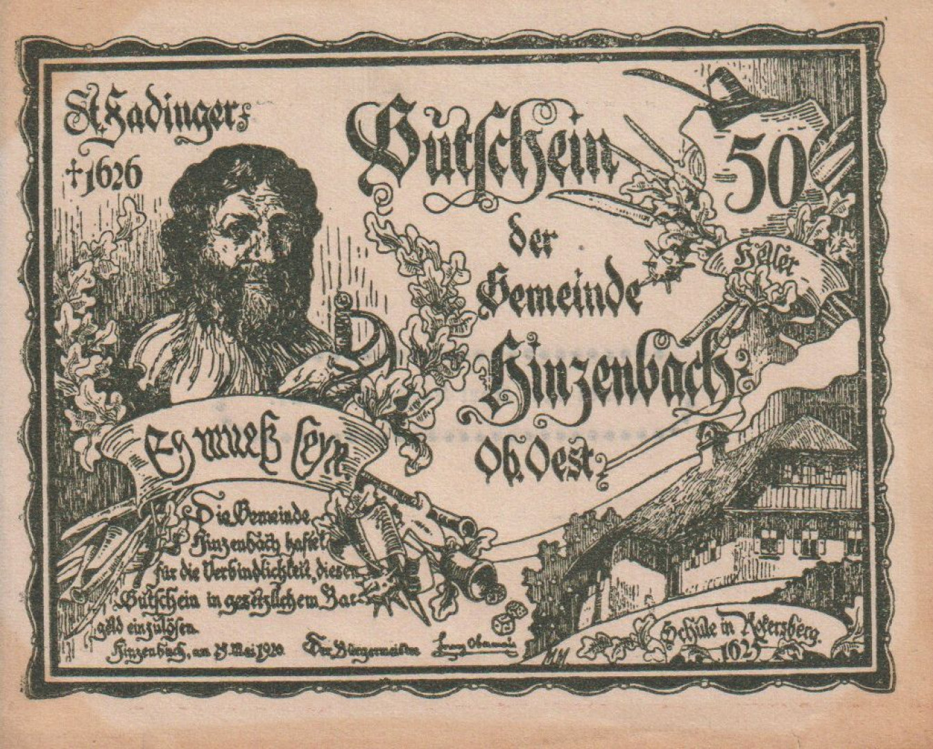 Hinzenbach 50 heller 1920.