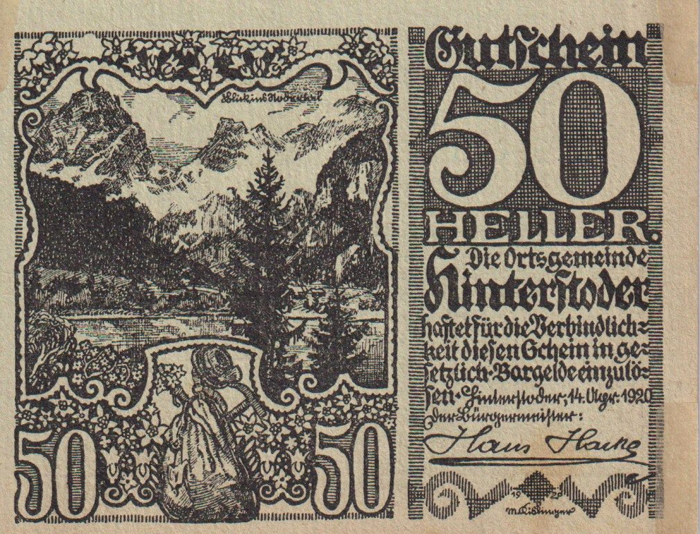 Hintersroder 50 heller 1920.