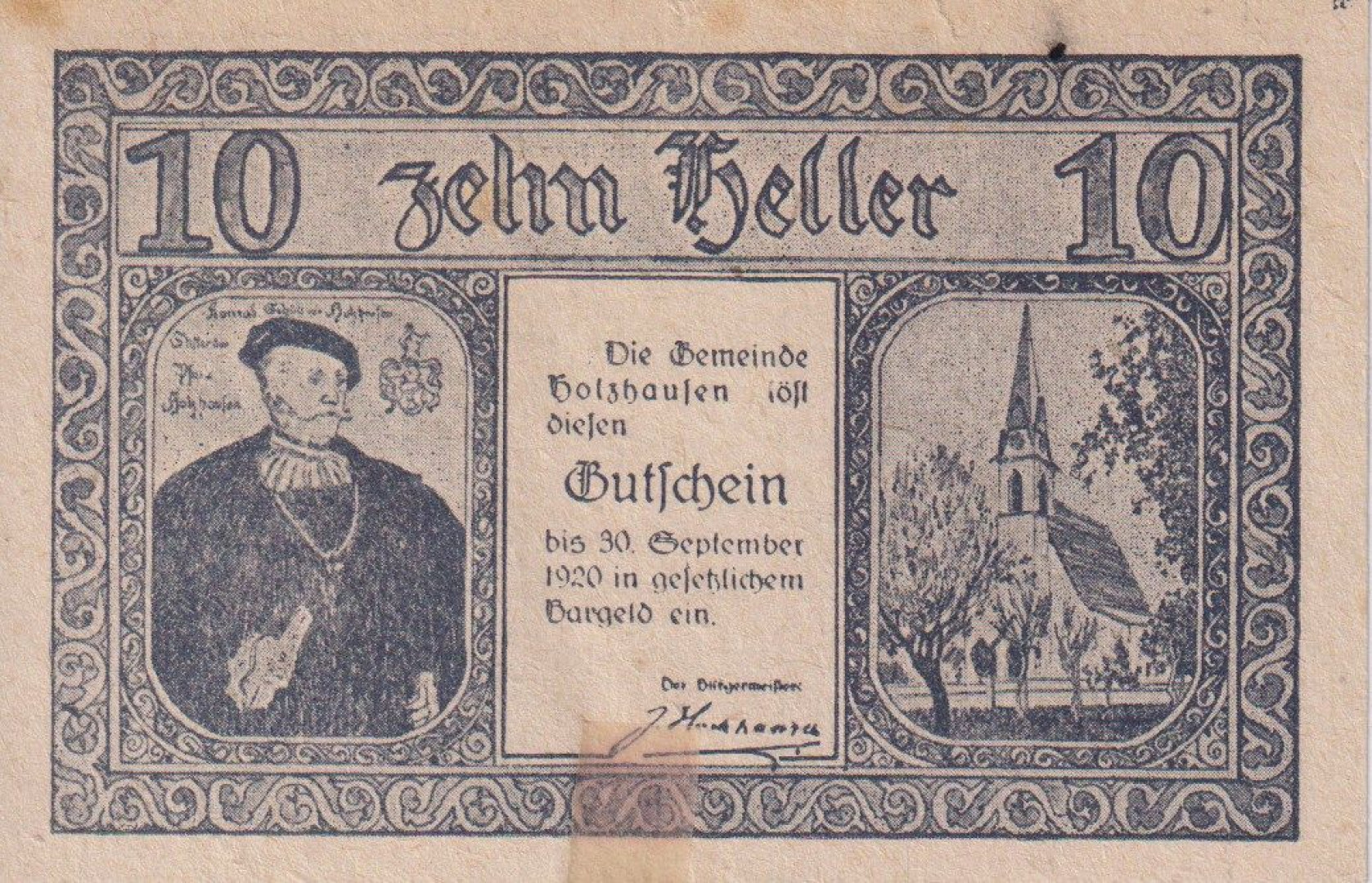 Holzhausen 10 heller 1920.