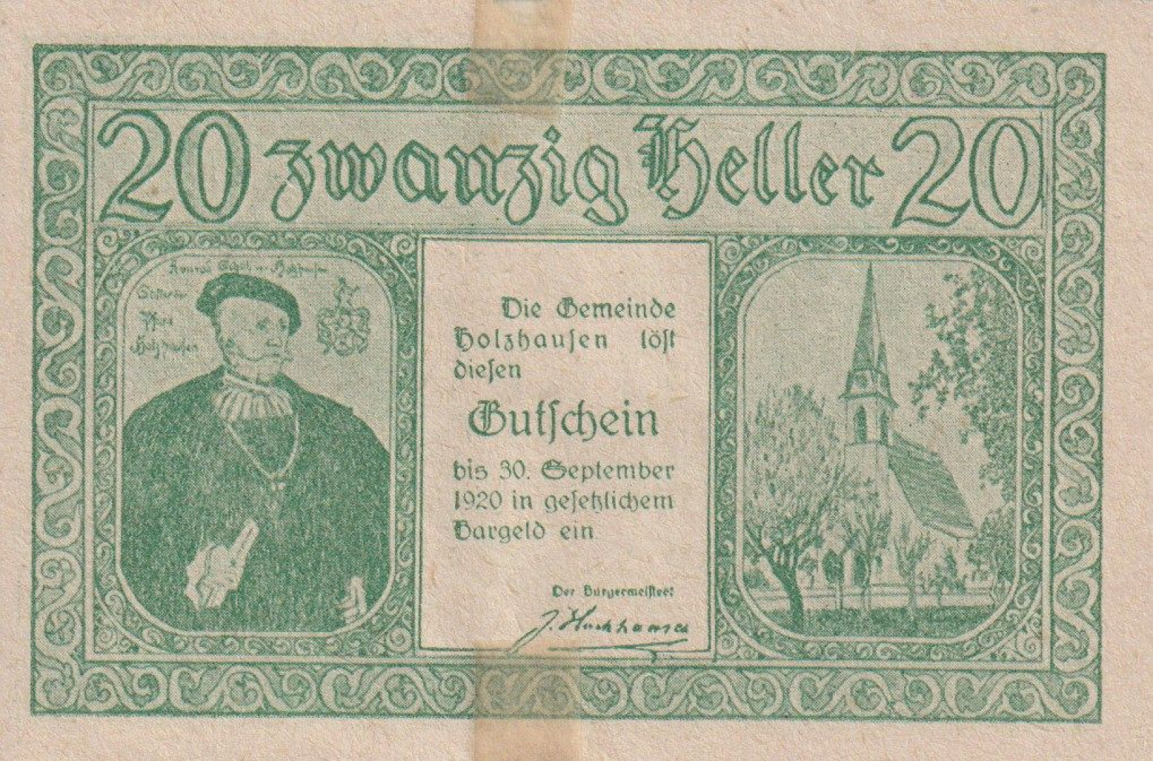 Holzhausen 20 heller 1920.
