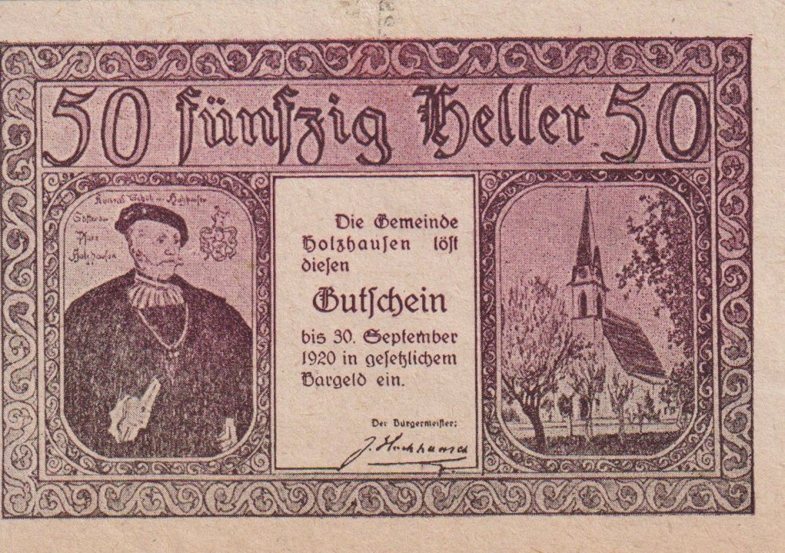 Holzhausen 50 heller 1920.