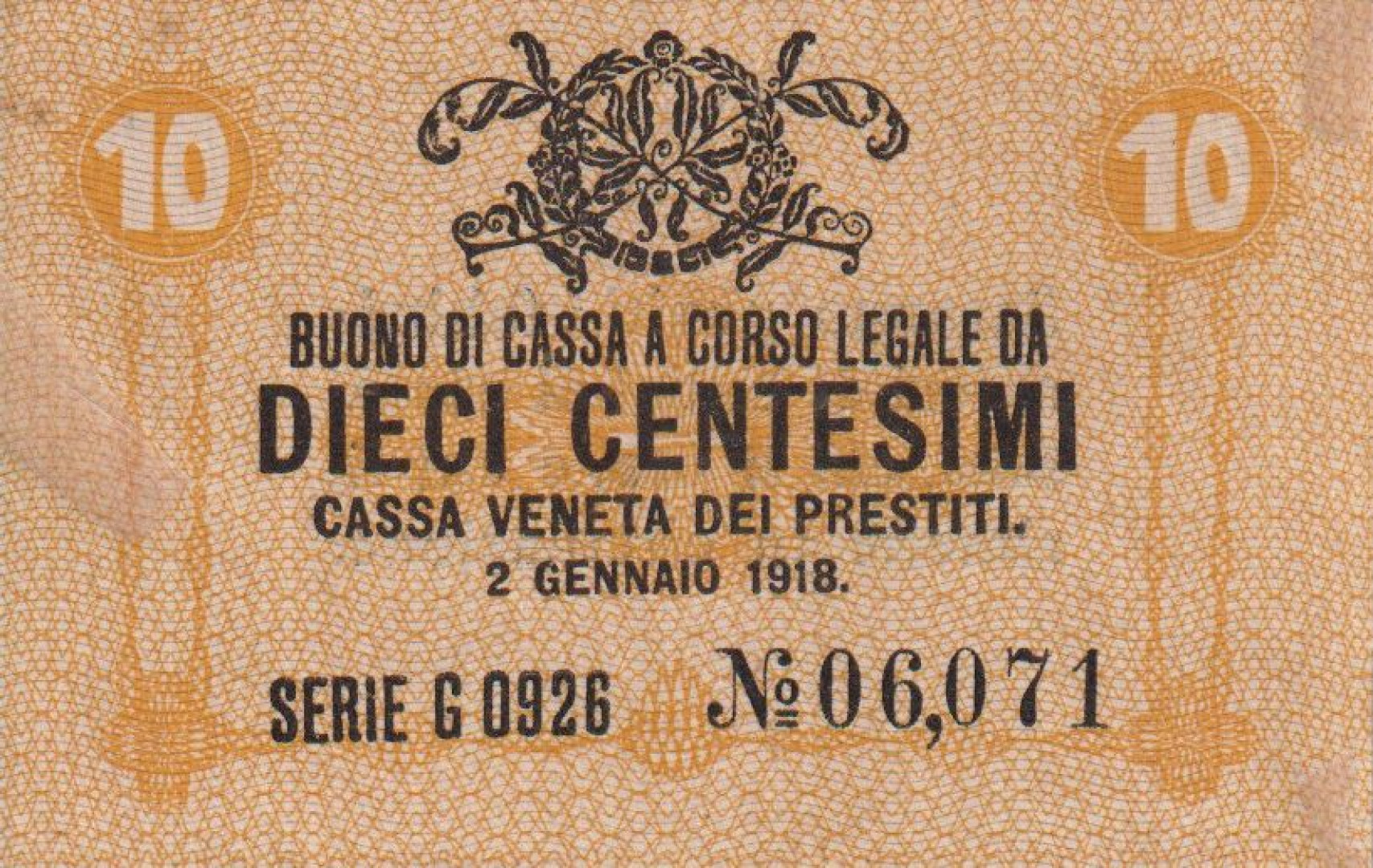 Olaszország 10 centesimi 1918.