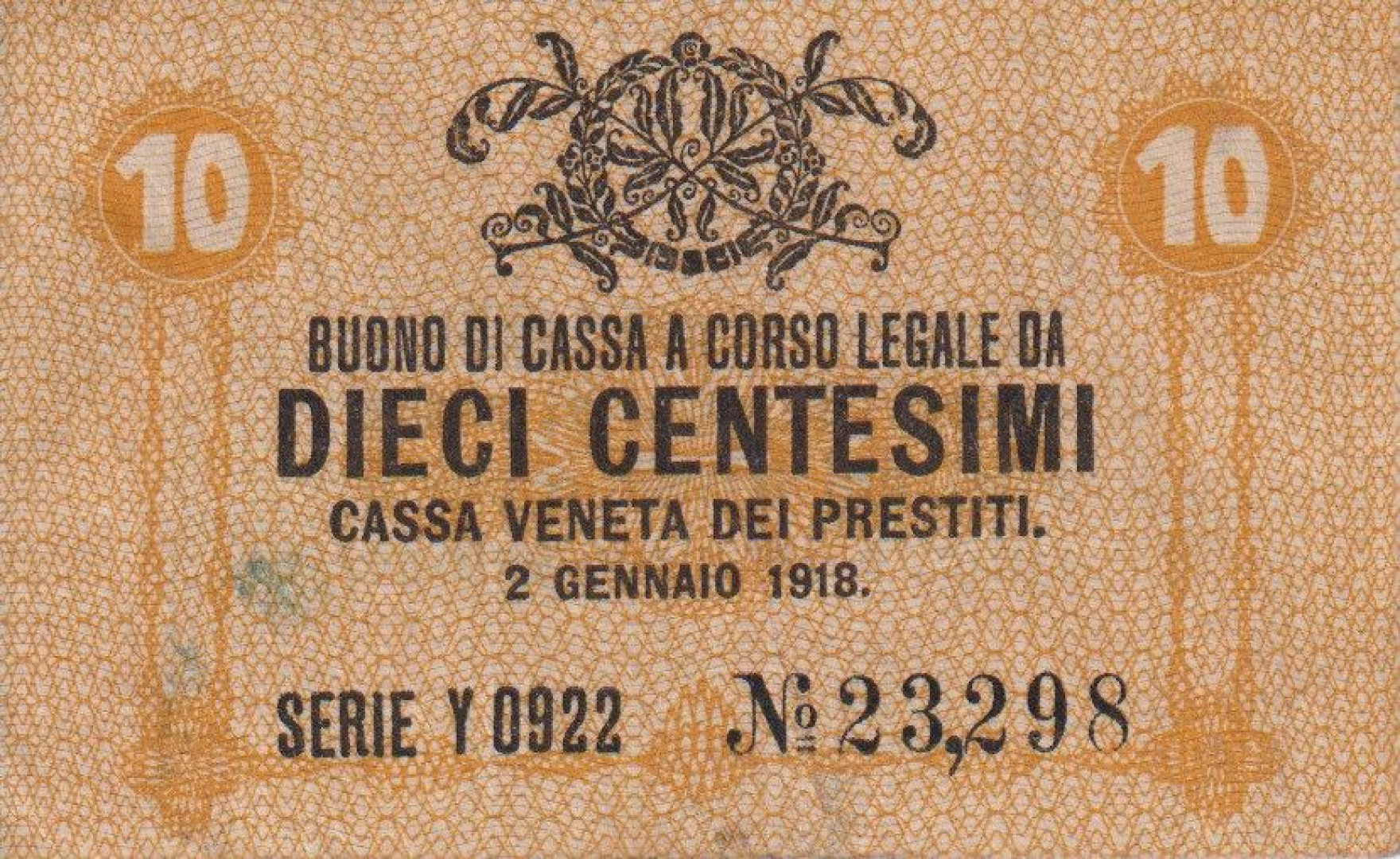 Olaszország 10 centesimi 1918.