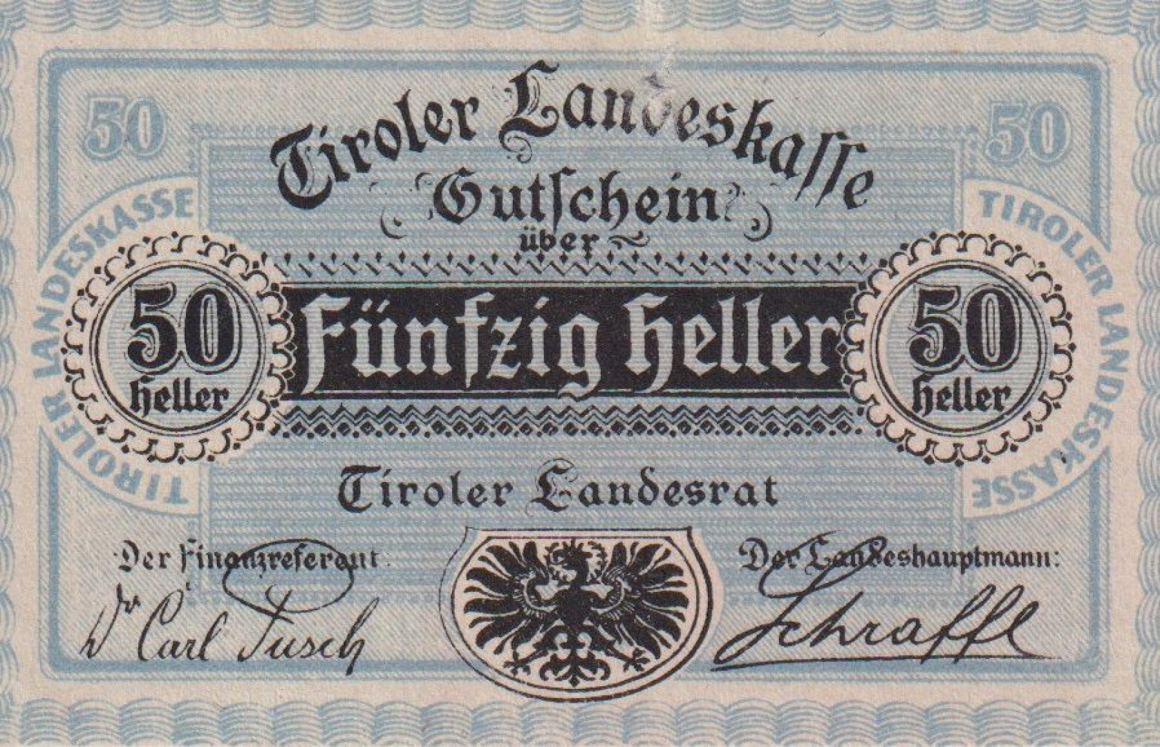 Innsbruck landes Kassen 50 heller 1920.