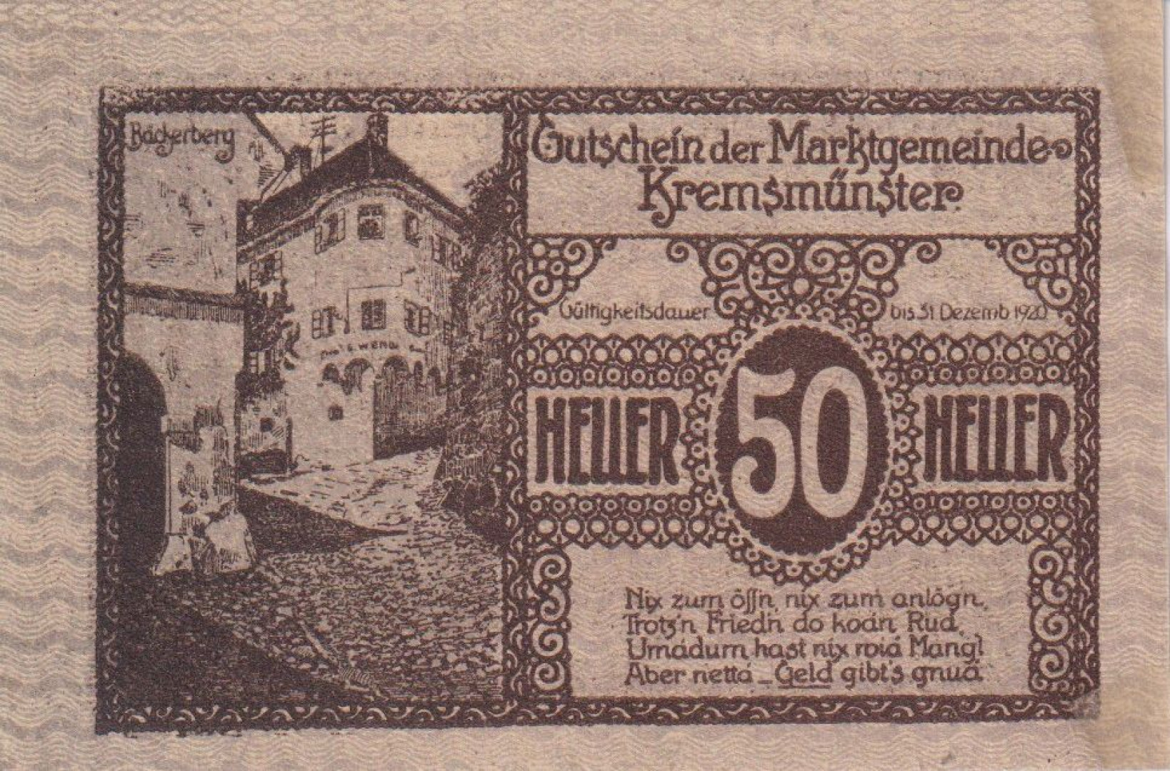 Kremsmünster 50 heller 1920.