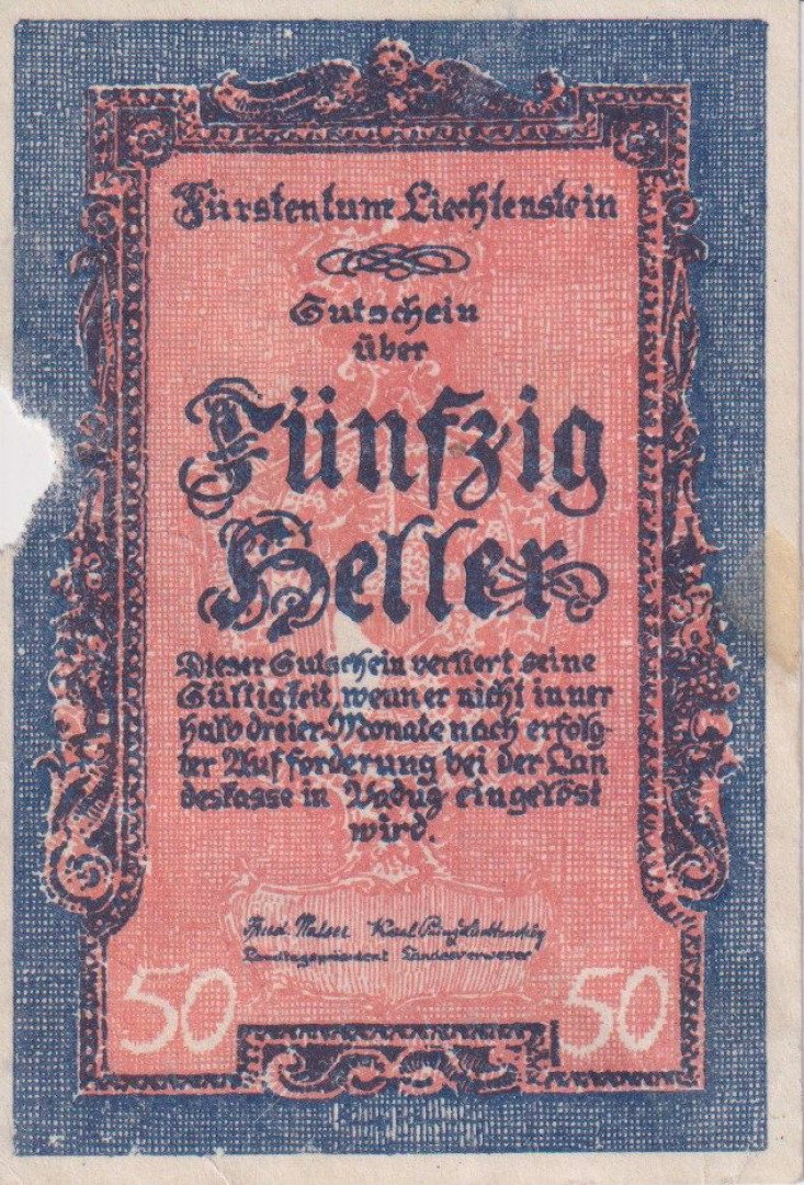 Liechtenstein 50 heller 1920.