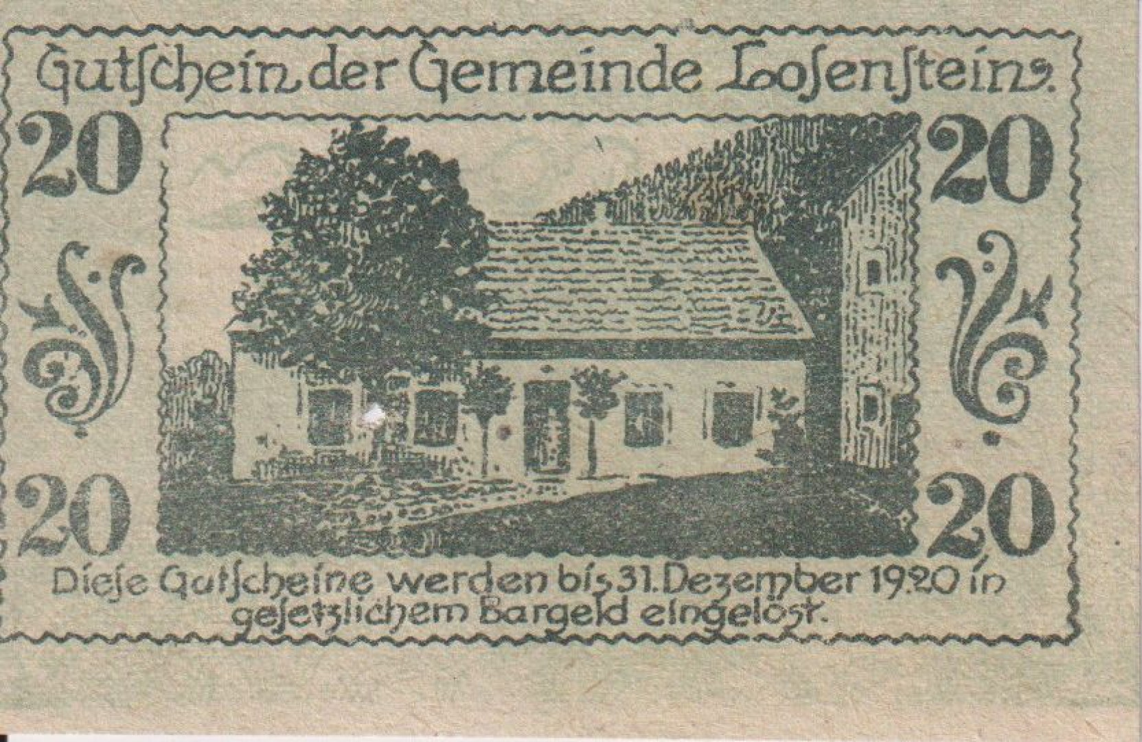 Losenstein 20 heller 1920.