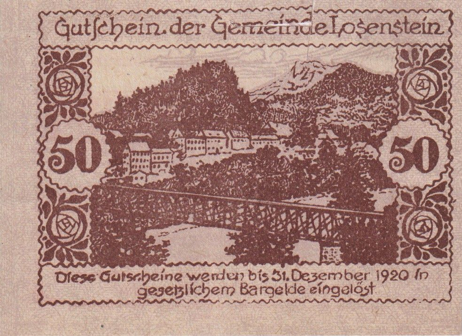 Losenstein 50 heller 1920.