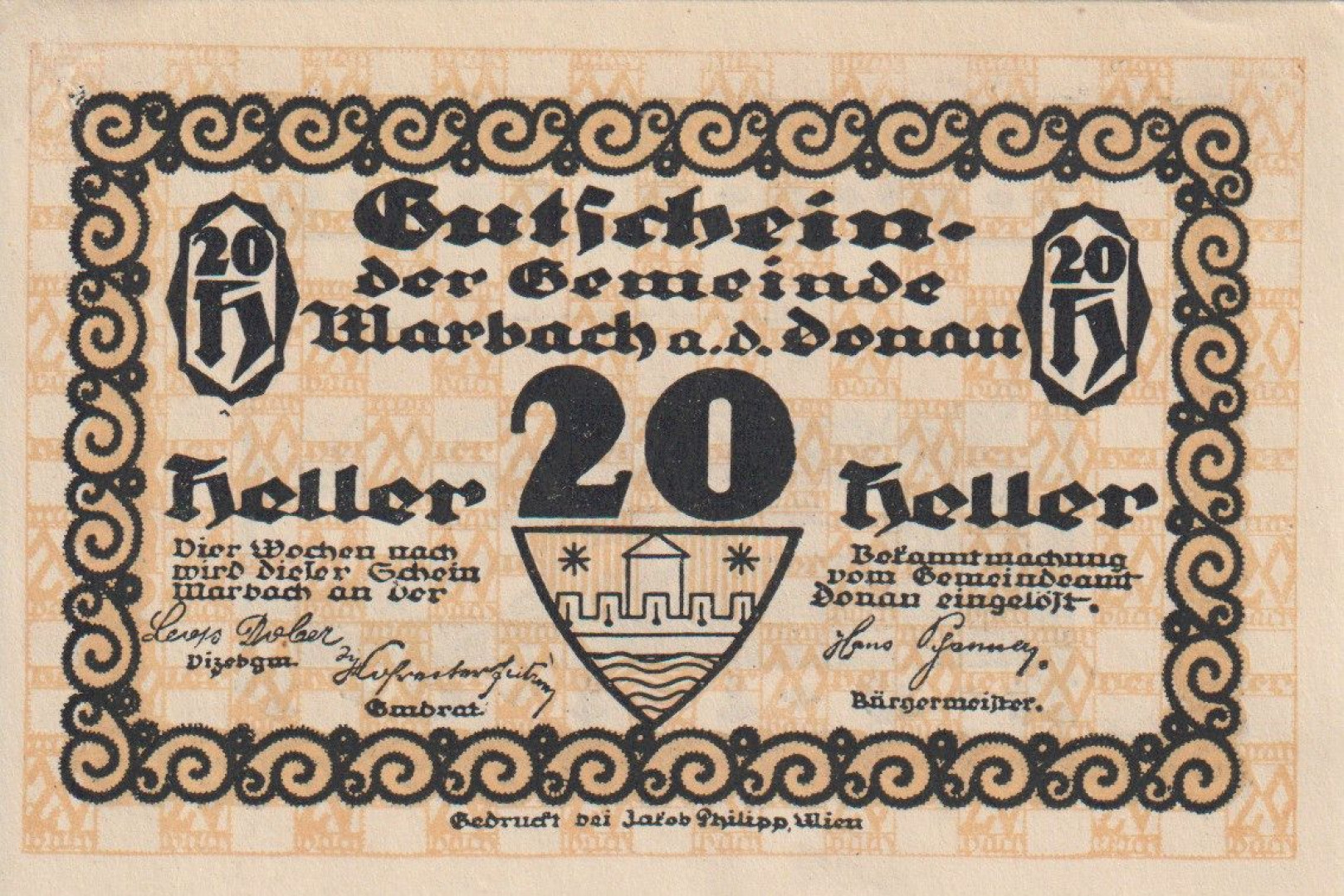 Marbach 20 heller 1920.