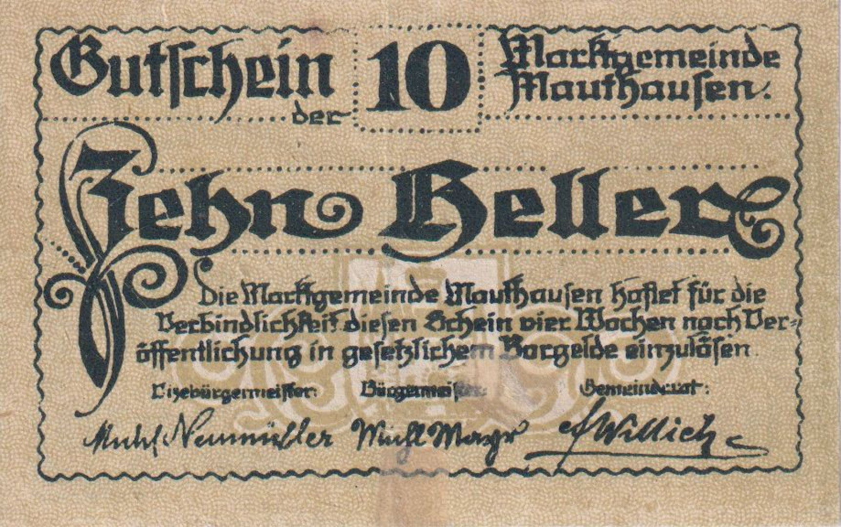 Mauthausen 10 heller 1920.
