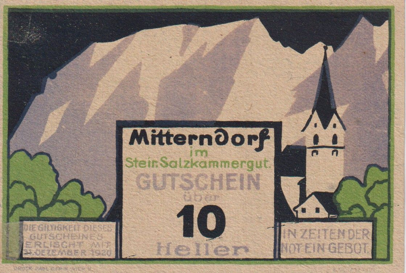 Mitterndorf 10 heller 1920.