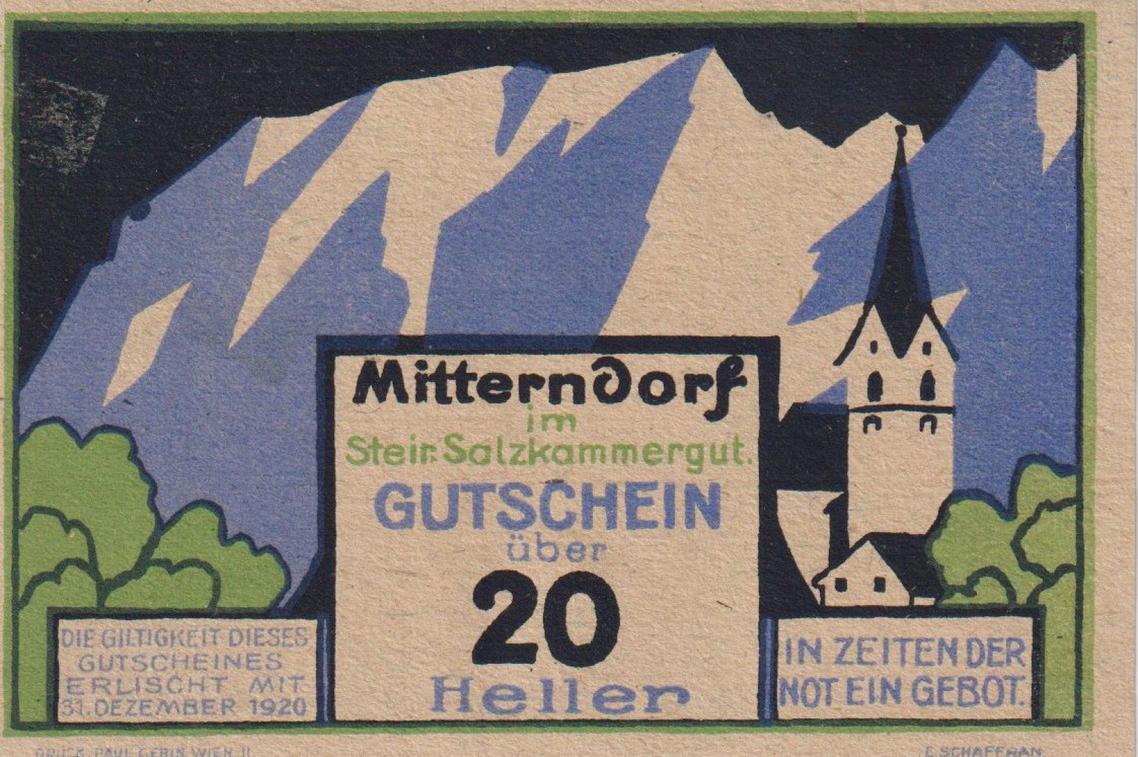Mitterndorf 20 heller 1920.