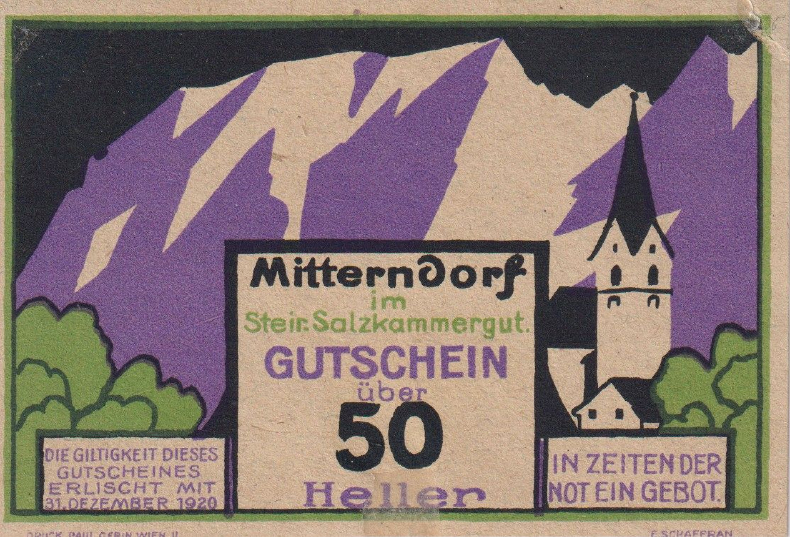 Mitterndorf 50 heller 1920.