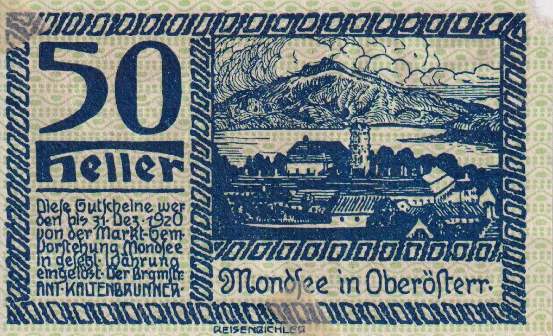 Mondsee 50 heller 1920.