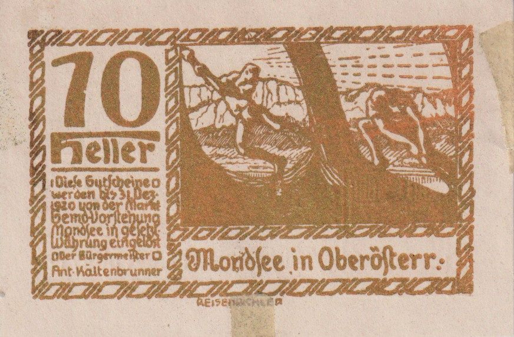 Mondsee 10 heller 1920. aranyszínű