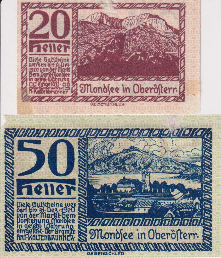 Mondsee 20 és 50 heller 1920.