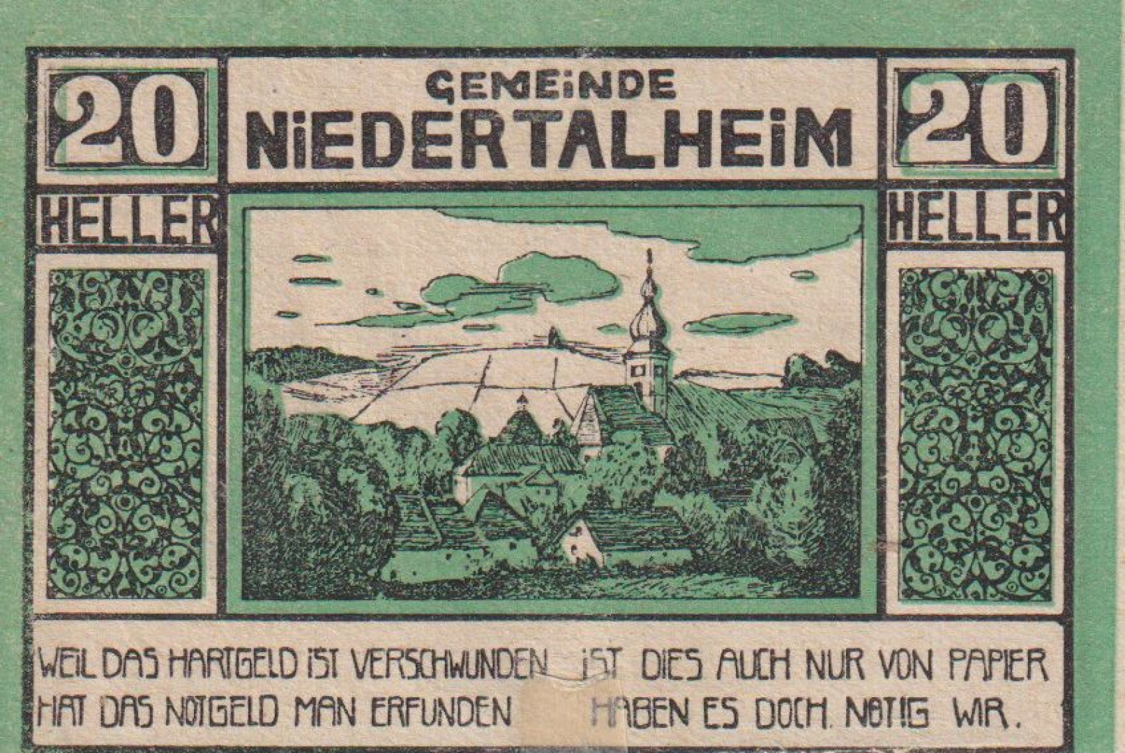 Nidertalhein 20 heller 1920.