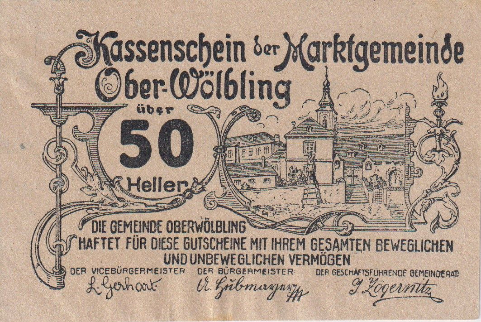 Ober-Wölbling 50 heller 1920.