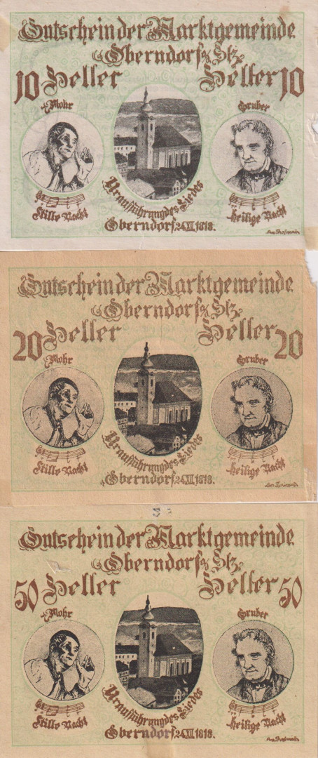 Oberndorf ad. Salzach 10, 20, 50 heller 1920.