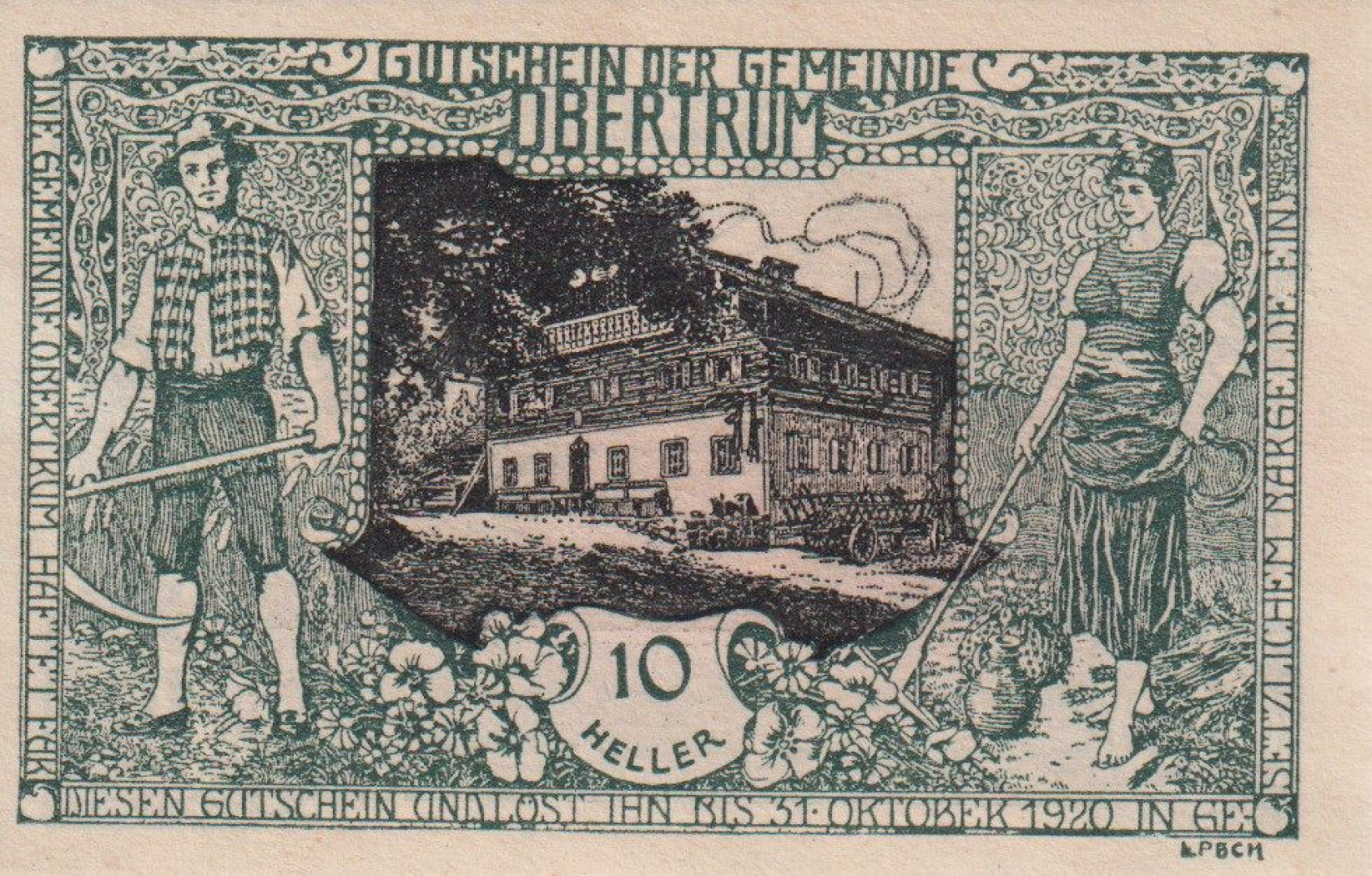 Obertrum 10 heller 1920.