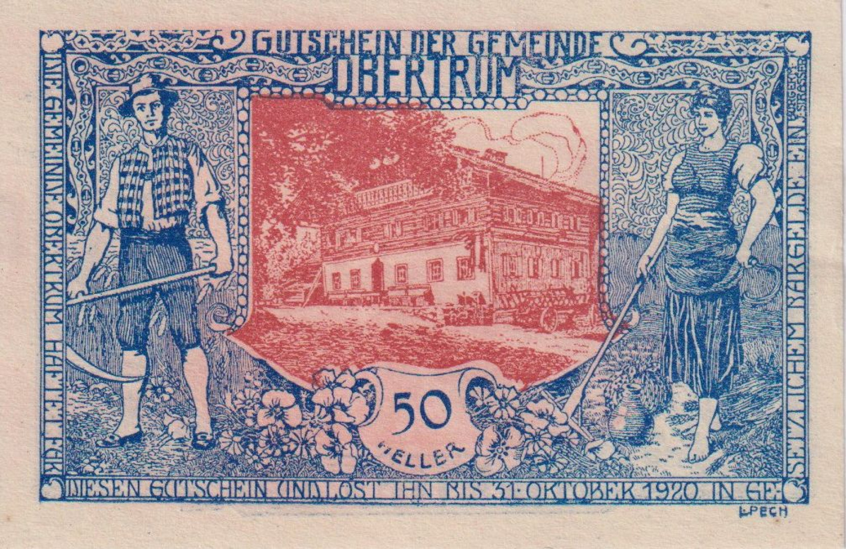 Obertrum 50 heller 1920.
