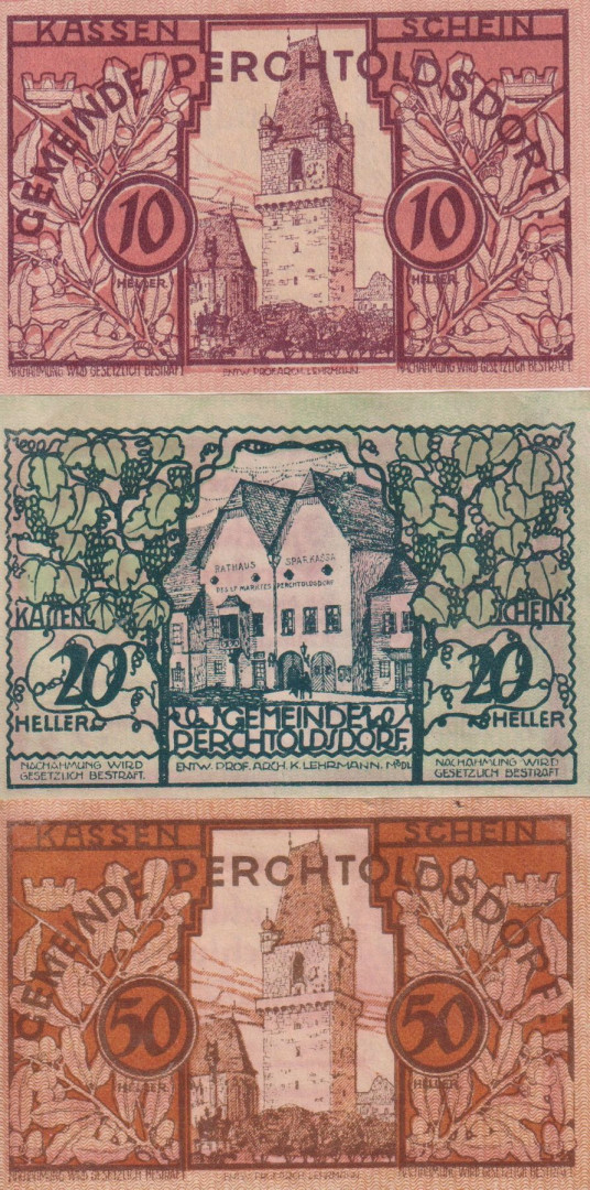 Perchtoldsdorf 10, 20, 50 heller 1920.