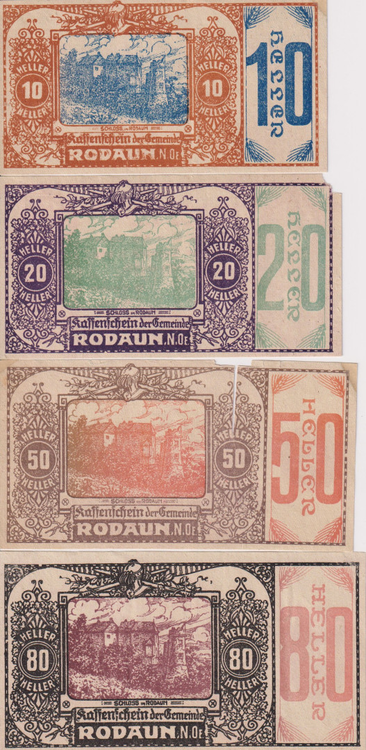 Rodaun 10, 20, 50, 80 heller 1920.