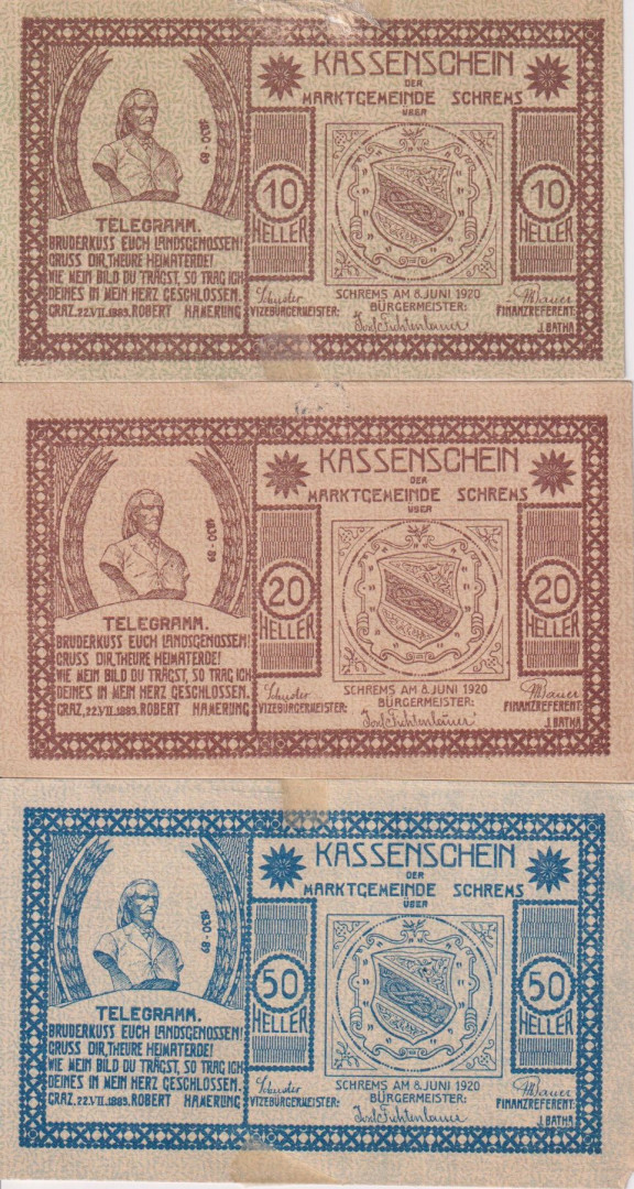 Schrems 10, 20, 50 heller 1920.