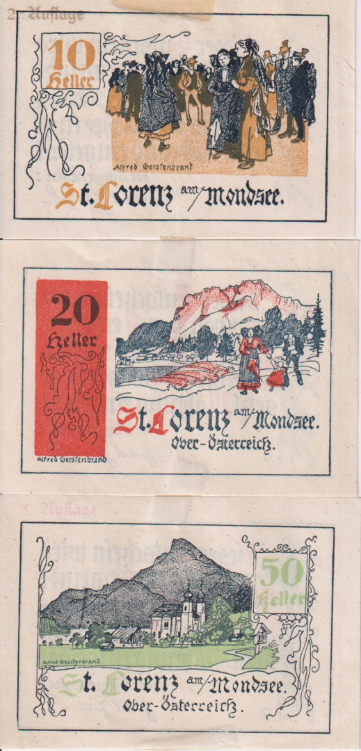 St. Lorenz 10, 20, 50 heller 1920.