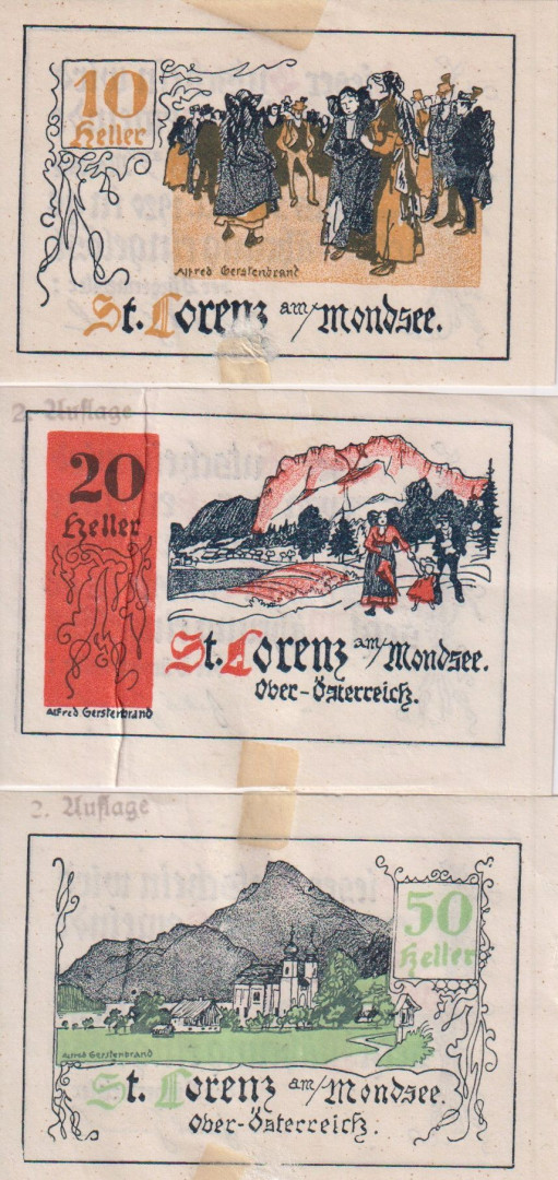 St. Lorenz 10, 20, 50 heller 1920.