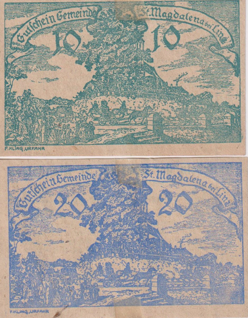 St.Magdalena 10, 20 heller 1920.