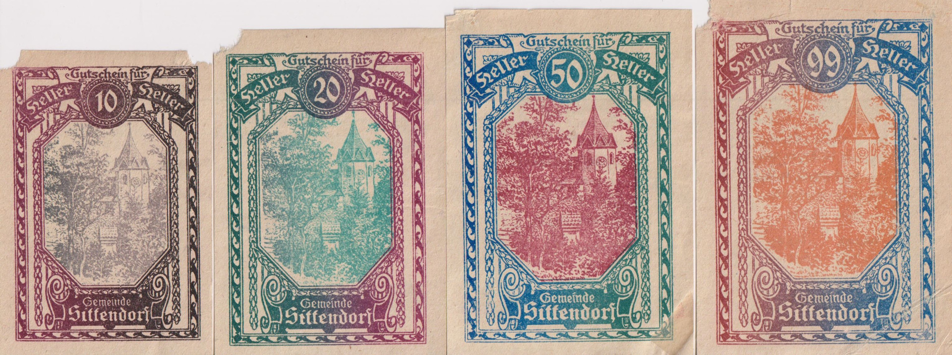 Sittendorf 10, 20, 50, 99 heller 1920
