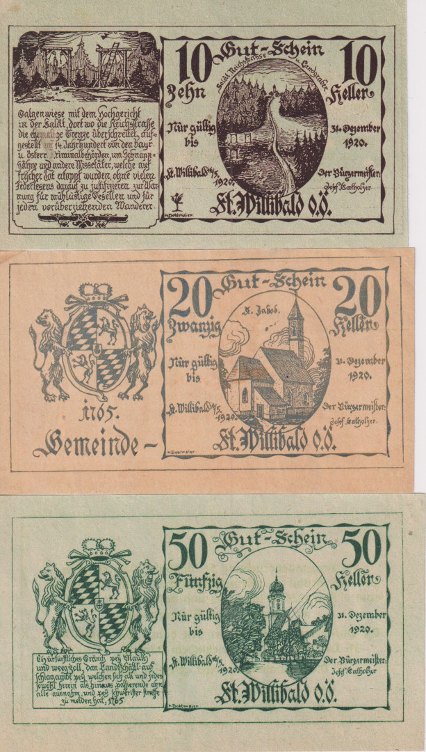 St. Wilibald 10, 20, 50, heller 1920.