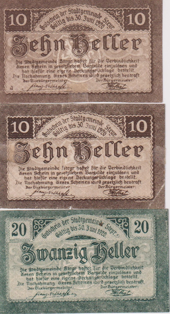 Steyr 10, 10, 20 heller 1919.